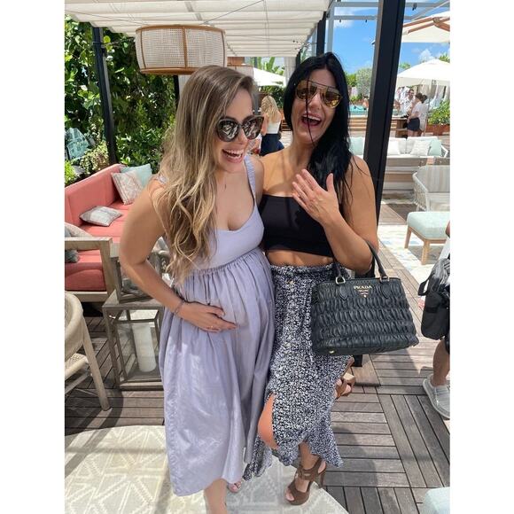 EMILIA GEORGE Purple Cotton Blend Sweetheart Empire Isabella Maternity Dress M - Picture 12 of 12